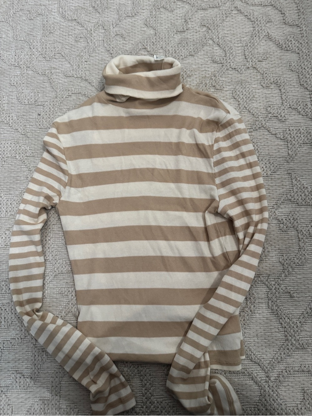 Madewell Beige & Cream Striped Turtleneck Sweater